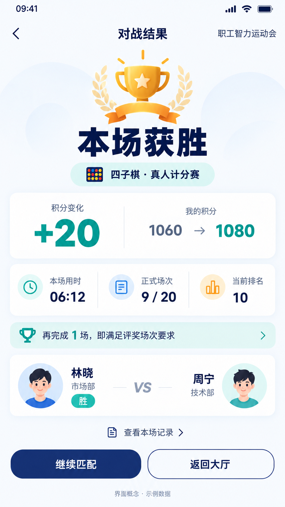 对战结算界面概念图